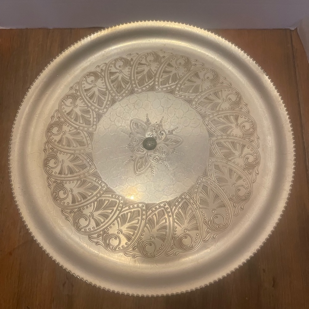 1950s Vintage Aluminum Tall Cake Stand Pedestal 8” Wilson Specialties
